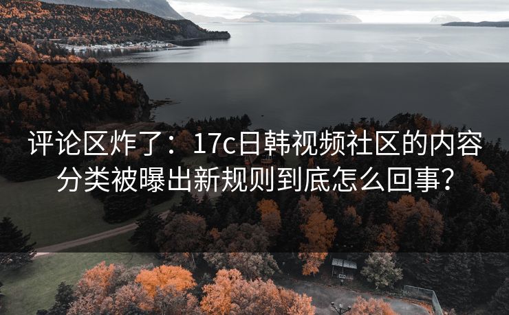 评论区炸了：17c日韩视频社区的内容分类被曝出新规则到底怎么回事？