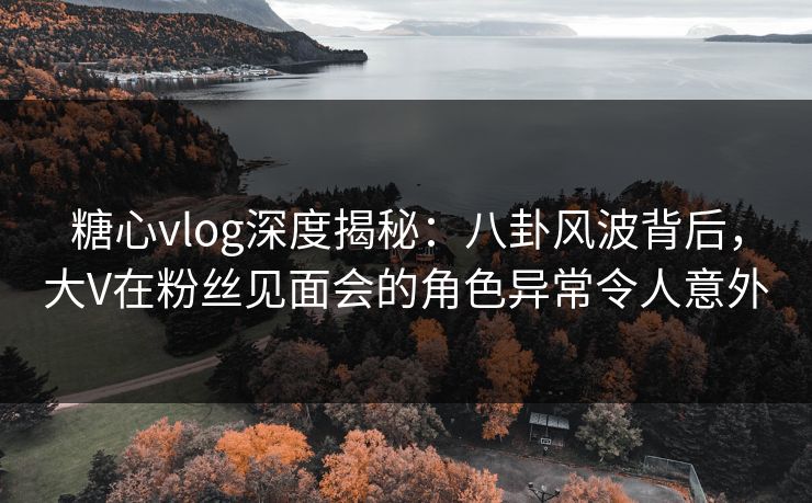 糖心vlog深度揭秘:八卦风波背后,大V在粉丝见面会的角色异常令人意外 糖心vlog深度揭秘:八卦风波背后,大V在粉丝见面会的角色异常令人意外