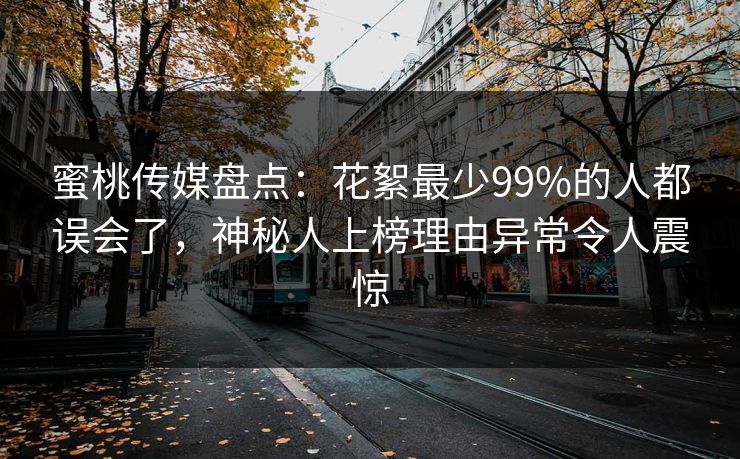 蜜桃传媒盘点：花絮最少99%的人都误会了，神秘人上榜理由异常令人震惊