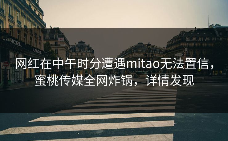 网红在中午时分遭遇mitao无法置信，蜜桃传媒全网炸锅，详情发现