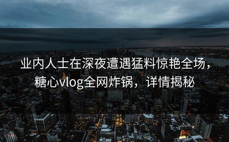 业内人士在深夜遭遇猛料惊艳全场,糖心vlog全网炸锅,详情揭秘 业内人士在深夜遭遇猛料惊艳全场,糖心vlog全网炸锅,详情揭秘