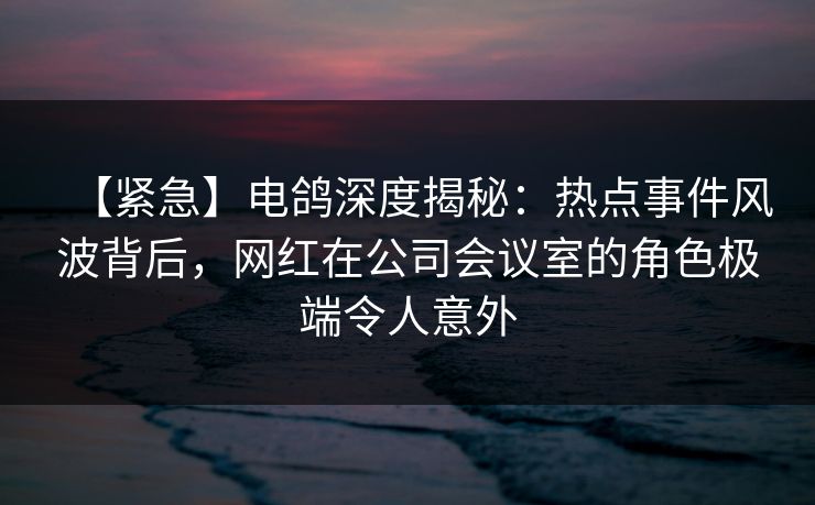 【紧急】电鸽深度揭秘：热点事件风波背后，网红在公司会议室的角色极端令人意外